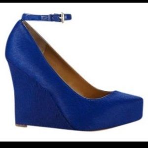 Ann Taylor blue calf hair wedges!